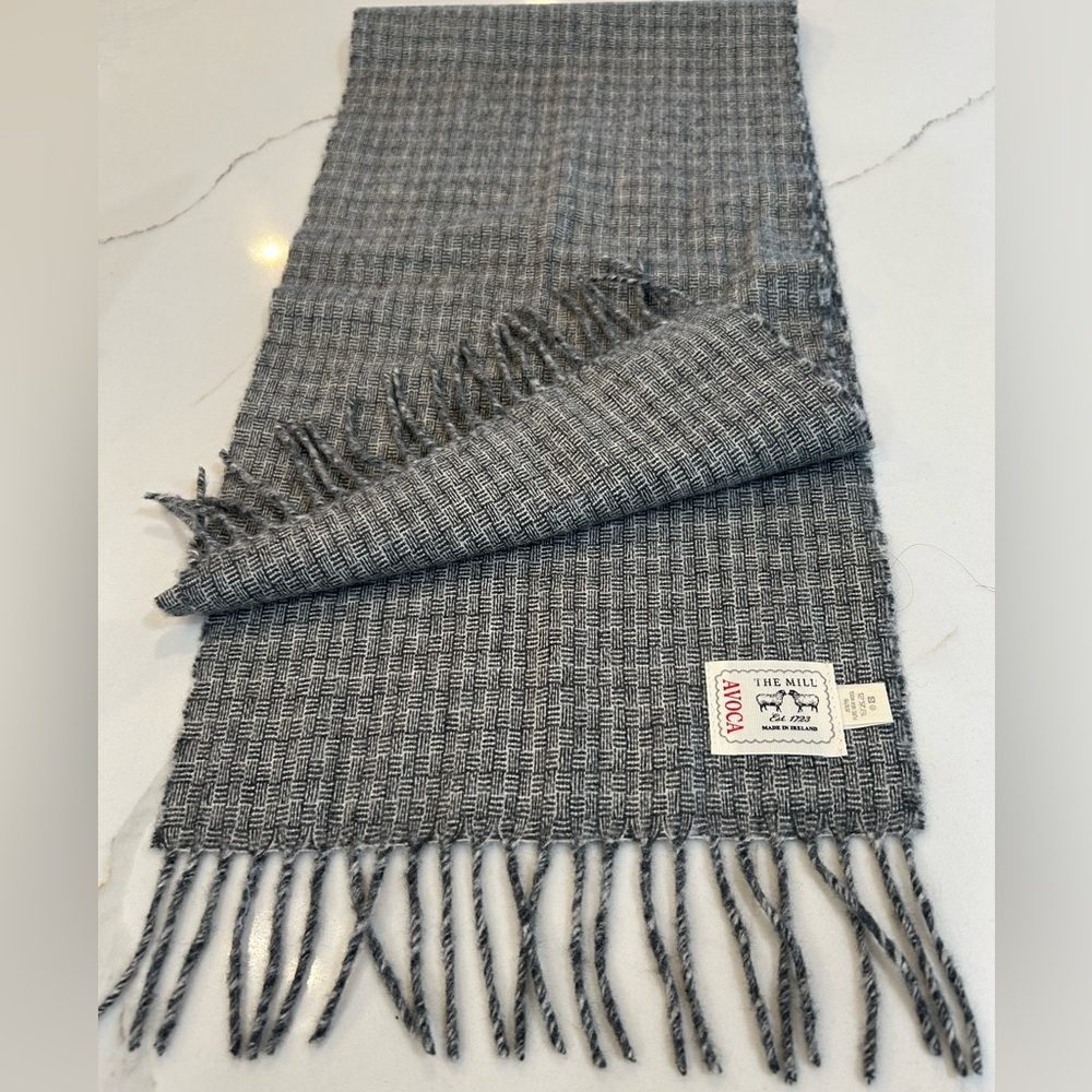 AVOCA The Mill luxury fine wool scarf. 100% Wool. 72” x 10” 
Made in Ireland 🇮🇪
